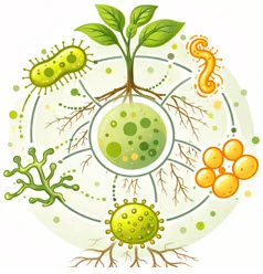Illustration d'un consortium microbien bénéfique aux plantes