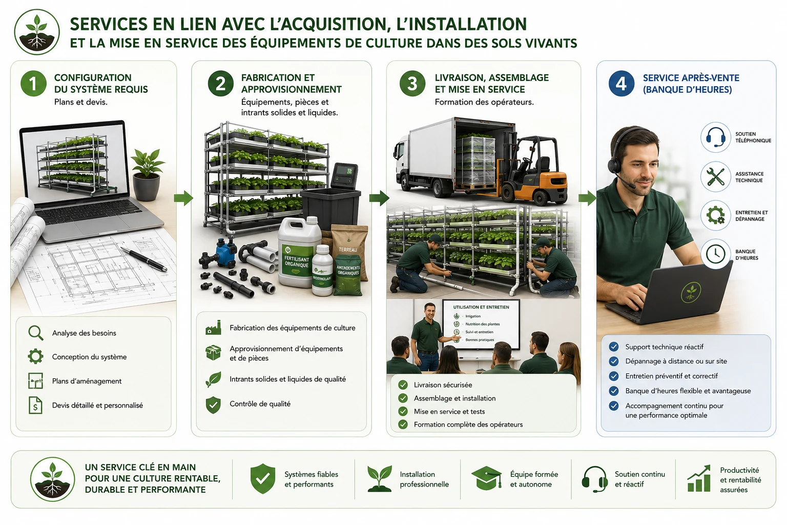 Acquisition, installation et mise en service des équipements Rhizoviva