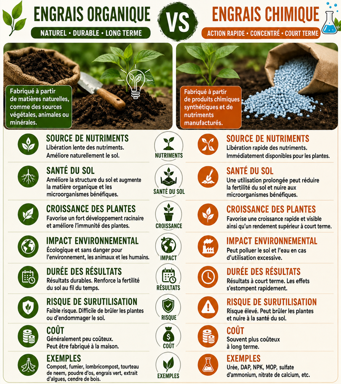 Comparaison entre engrais organique et engrais chimique